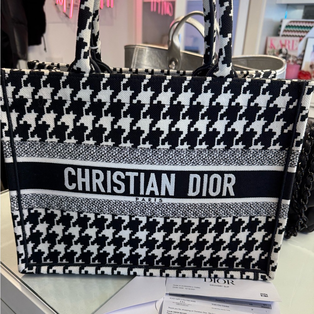 Christian Dior Medium Houndstooth Book Tote - BRAND NEW